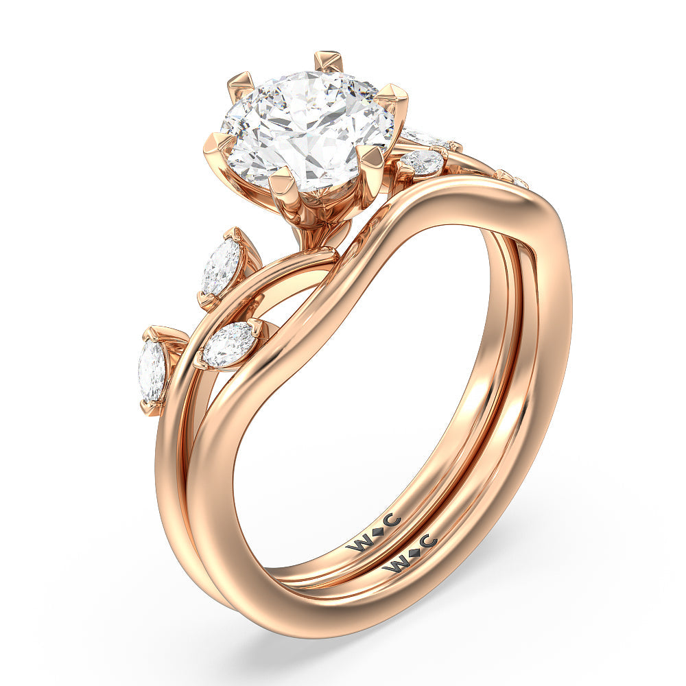 Cushion Cut Slender Vine Six Prong Lab Grown Diamond Engagement Ring (E+ VVS+) with Lab Grown Diamond in 14KT Rose Gold view 4
