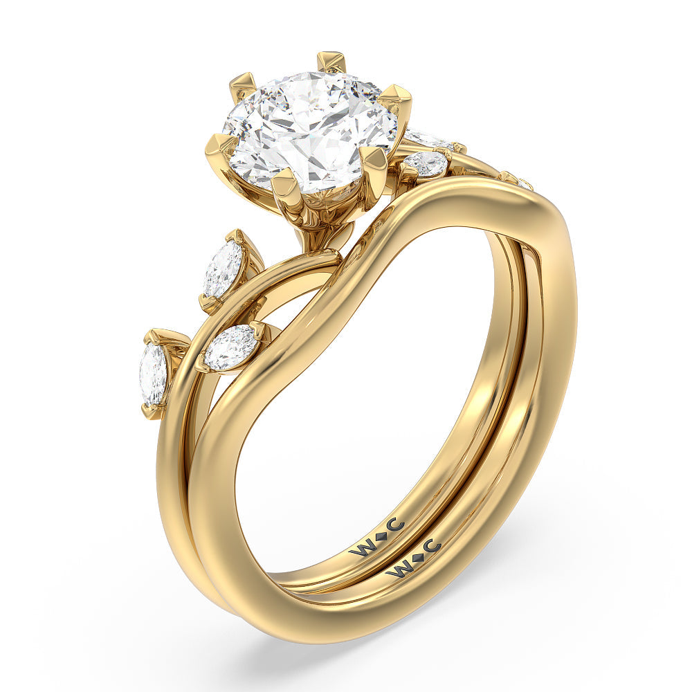 Emerald Cut Slender Vine Six Prong Lab Grown Diamond Engagement Ring (E+ VVS+) with Lab Grown Diamond in 14KT Yellow Gold view 4
