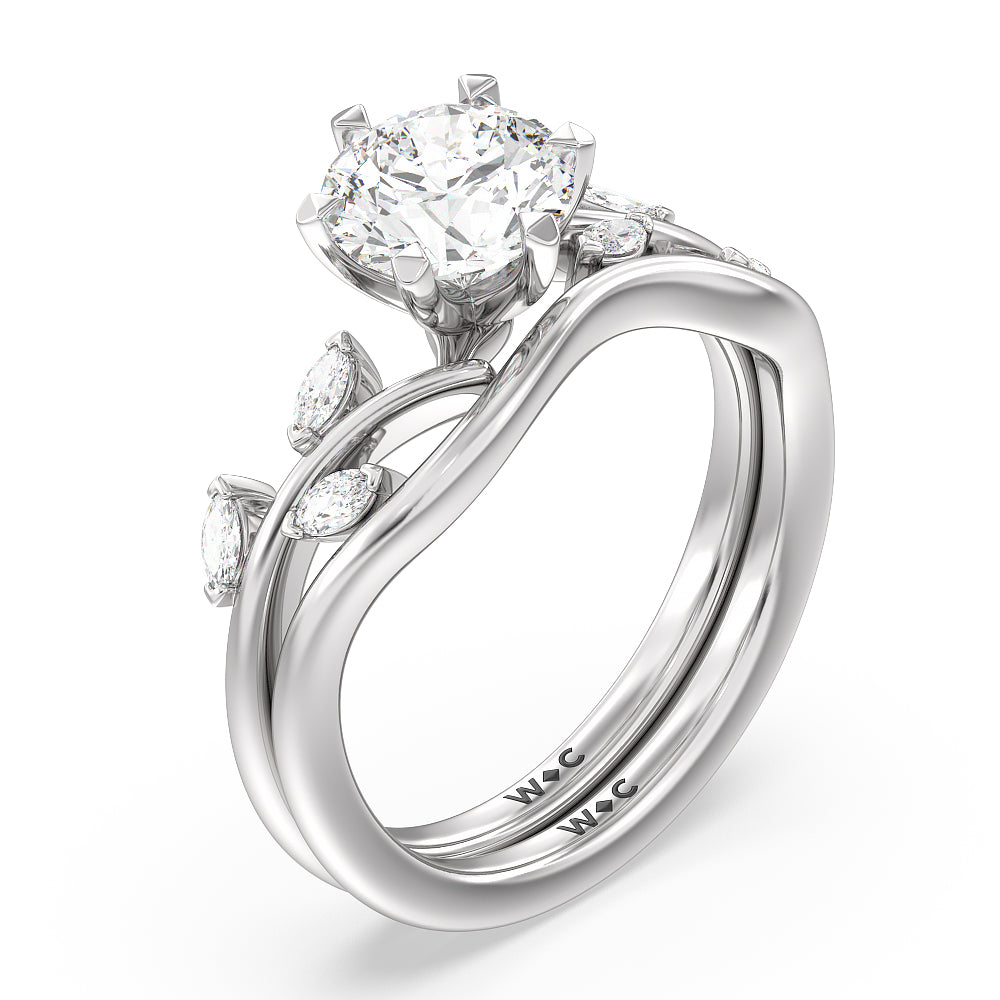 Oval Cut Slender Vine Six Prong Lab Grown Diamond Engagement Ring (E+ VVS+) with Lab Grown Diamond in 14KT Platinum view 5
