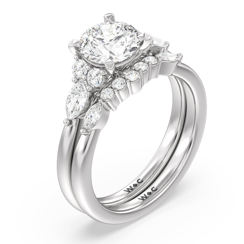 Oval Cut Trio Cluster Engagement Ring (E+ VVS+) with Lab Grown Diamond in 14KT Platinum view 5
