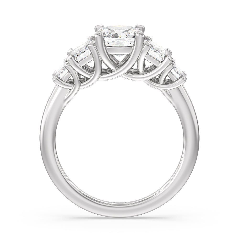 Cushion Cut Trellis Side Stone Engagement Ring (E+ VVS+) with Lab Grown Diamond in 14KT Platinum view 2
