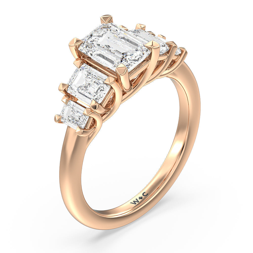 Emerald Cut Trellis Side Stone Engagement Ring (E+ VVS+) with Lab Grown Diamond in 14KT Rose Gold view 3
