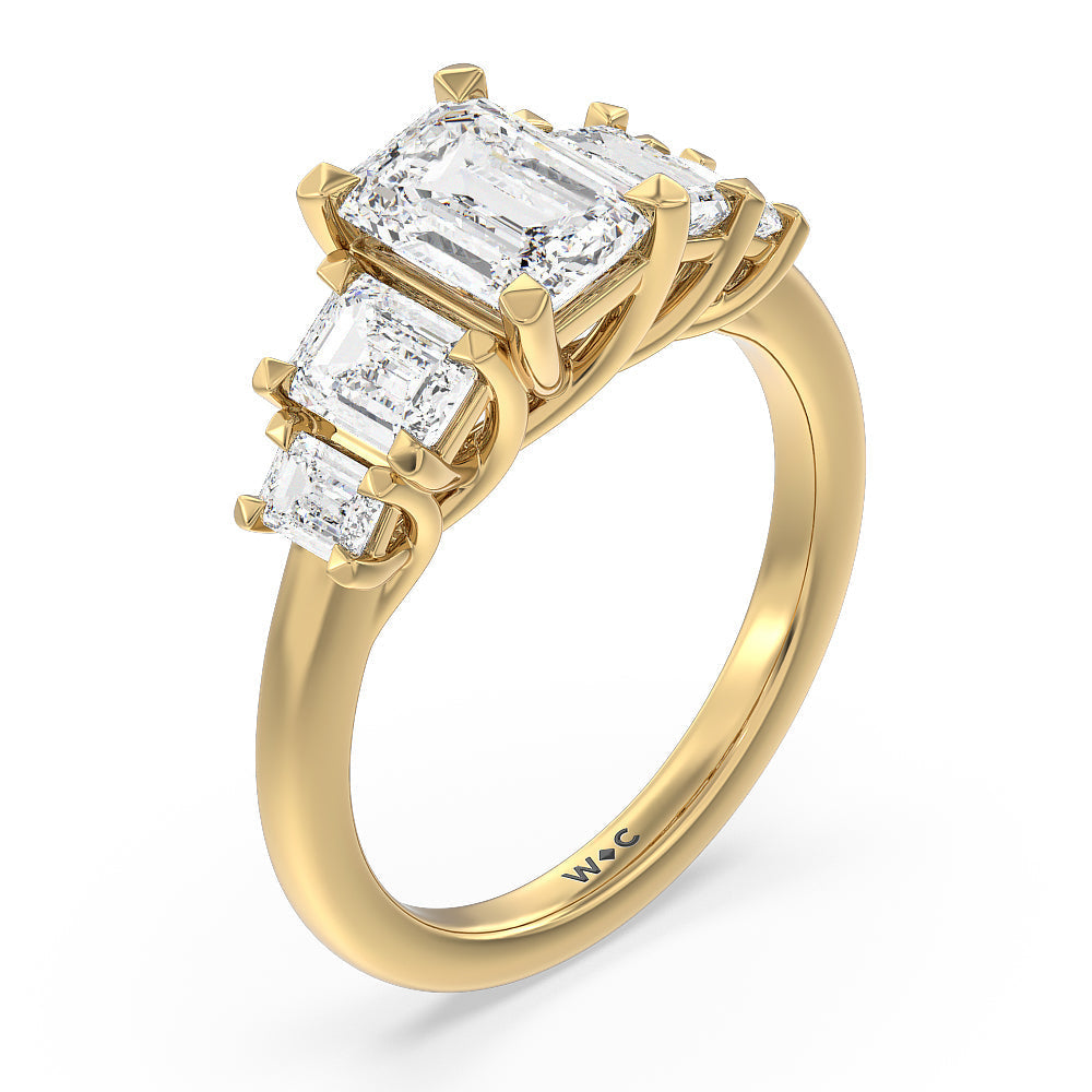 Emerald Cut Trellis Side Stone Engagement Ring (E+ VVS+) with Lab Grown Diamond in 14KT Yellow Gold view 3
