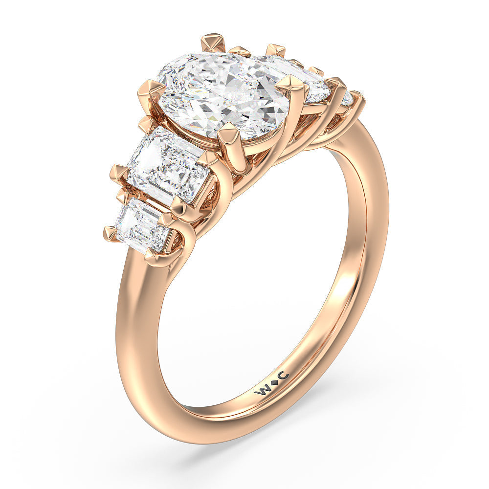 Oval Cut Trellis Side Stone Engagement Ring (E+ VVS+) with Lab Grown Diamond in 14KT Rose Gold view 3
