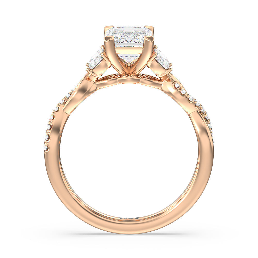 Radiant Cut Twisted Vine Accent Engagement Ring (E+ VVS+) with Lab Grown Diamond in 14KT Rose Gold view 2
