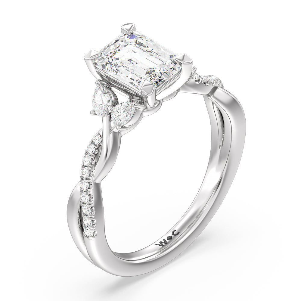 Radiant Cut Twisted Vine Accent Engagement Ring (E+ VVS+) with Lab Grown Diamond in 14KT Platinum view 3
