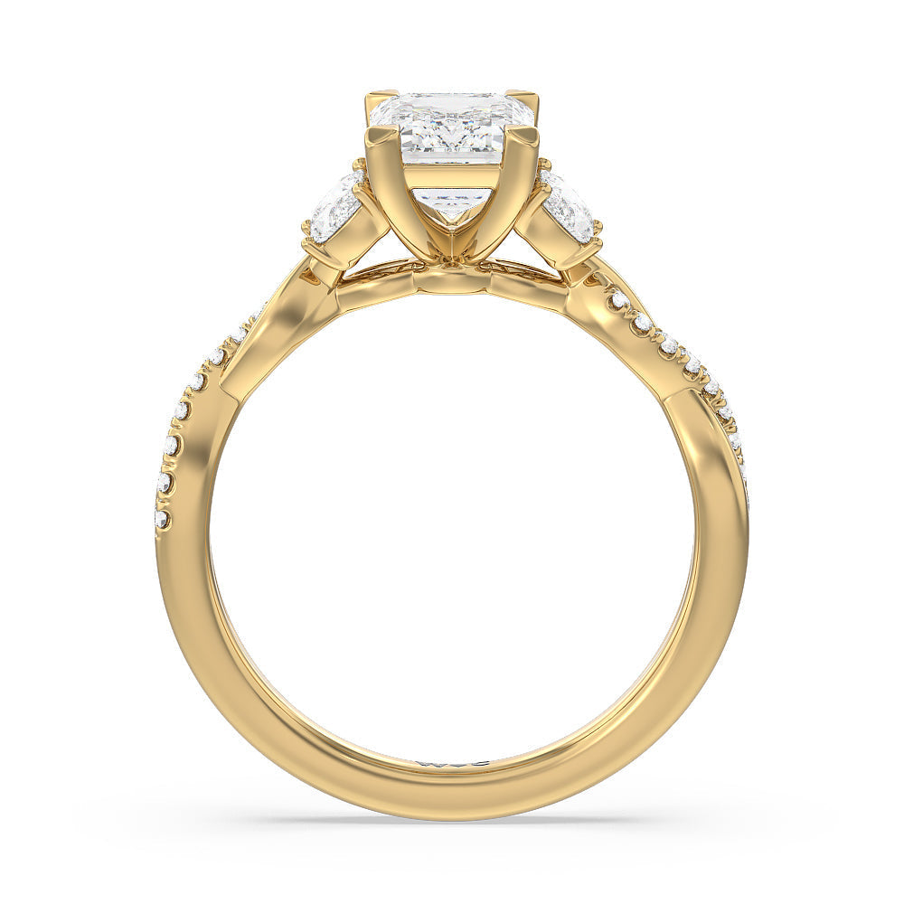 Radiant Cut Twisted Vine Accent Engagement Ring (E+ VVS+) with Lab Grown Diamond in 14KT Yellow Gold view 2
