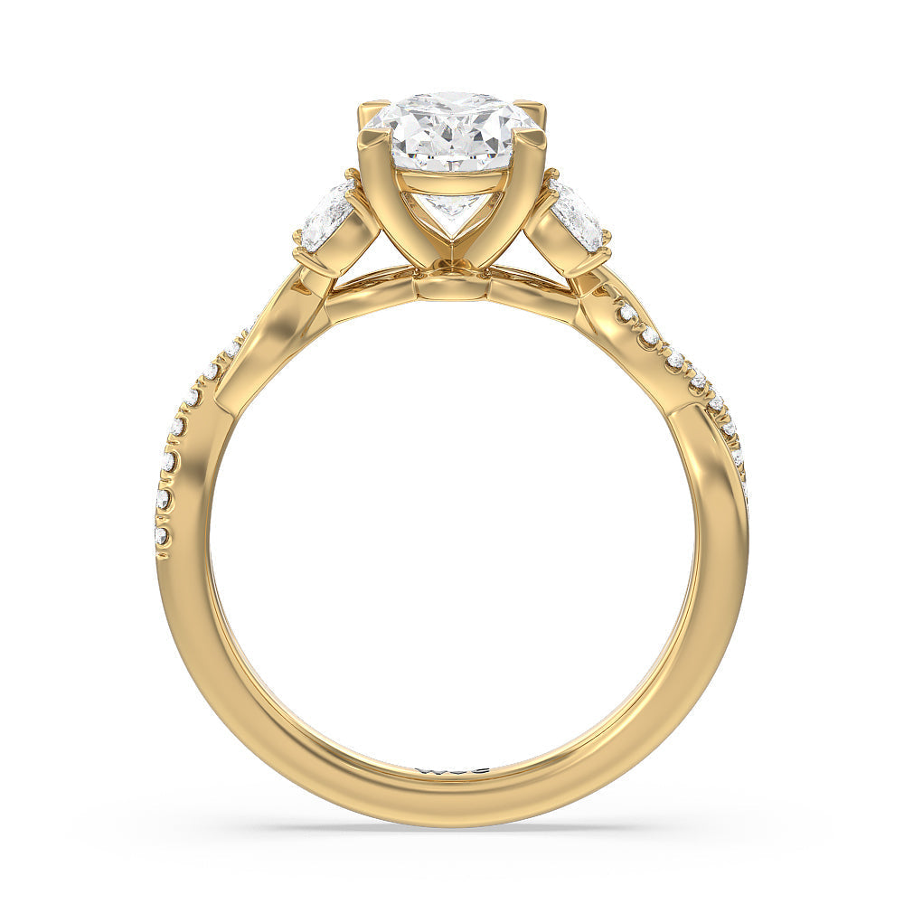 Oval Cut Twisted Vine Accent Engagement Ring (E+ VVS+) with Lab Grown Diamond in 14KT Yellow Gold view 2
