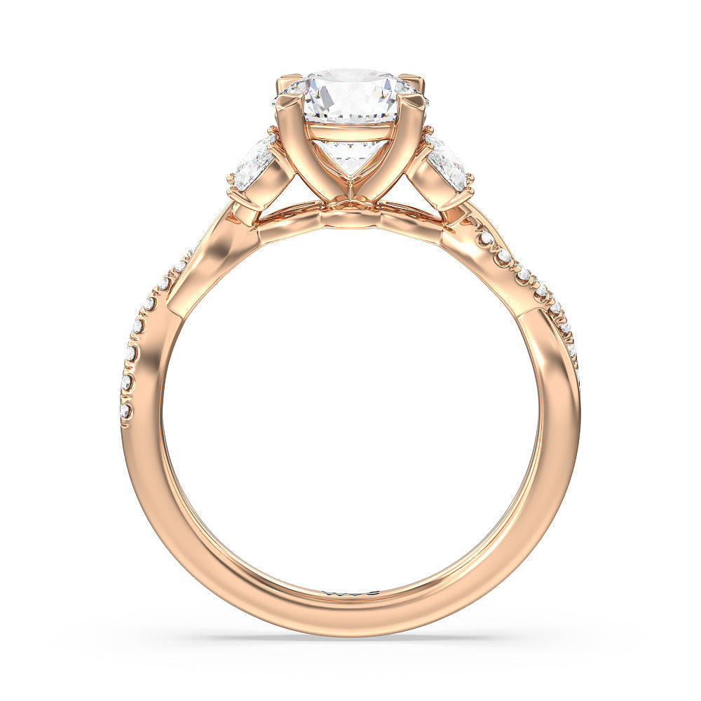 Cushion Cut Twisted Vine Accent Engagement Ring (E+ VVS+) with Lab Grown Diamond in 14KT Rose Gold view 2
