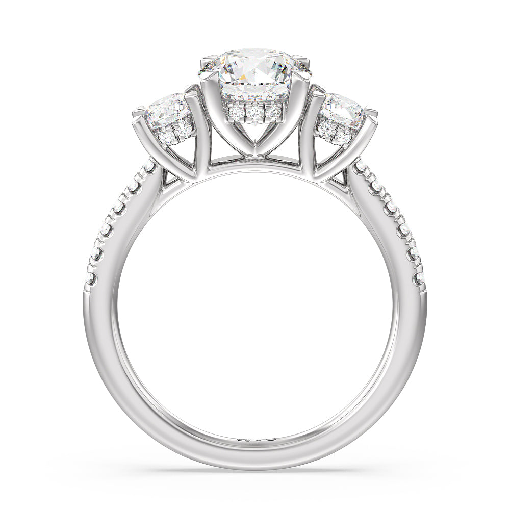 Hidden Halo 5 3 4 CTW Oval Cut Three Stone Cathedral Engagement Ring E VVS 14kt White Gold by with Clarity