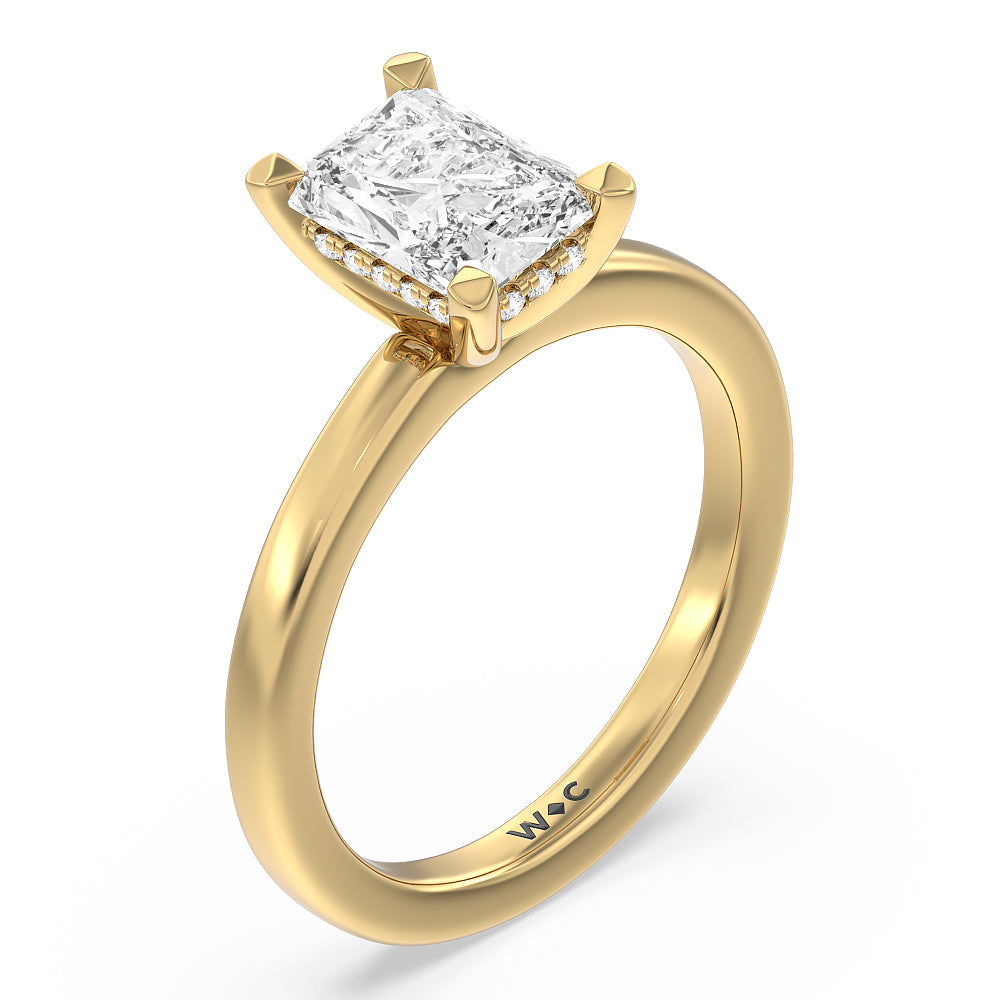 2.07ct Radiant Solitaire Classic Hidden Halo Engagement Ring with 2 1/8 Cut Diamond in 14KT Radiant view 3

