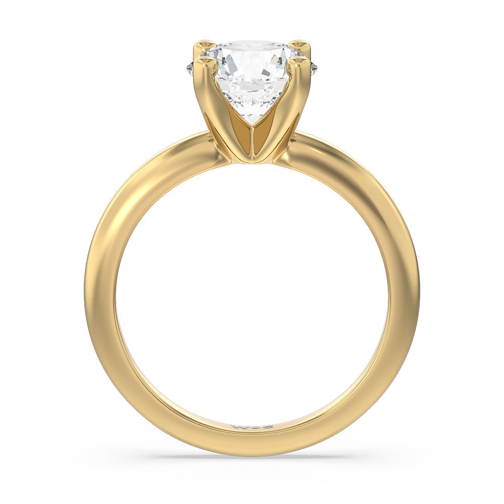 2.08ct Round Medi Classic Four Prong Solitaire Diamond Engagement Ring with 2 1/20 Cut Diamond in 14KT Round view 2
