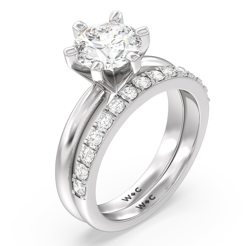 2.09ct Round Medi Classic Six Prong Solitaire Diamond Engagement Ring with 2 1/10 Cut Diamond in 14KT Round view 4
