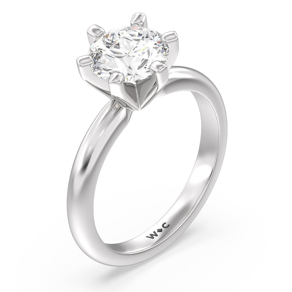 2.09ct Round Medi Classic Six Prong Solitaire Diamond Engagement Ring with 2 1/10 Cut Diamond in 14KT Round view 3
