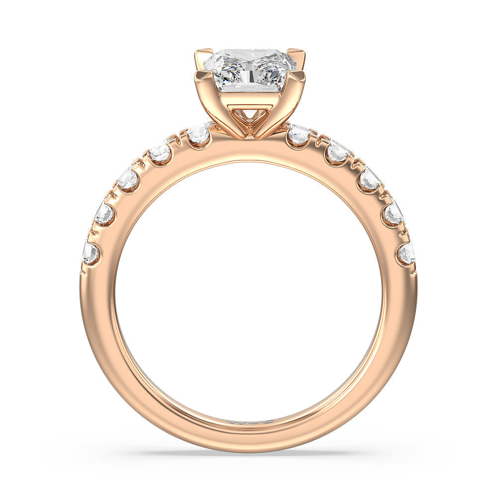 Radiant Cut Luxe Classic Broad Band Engagement Ring (E+ VVS+) with Lab Grown Diamond in 14KT Rose Gold view 2
