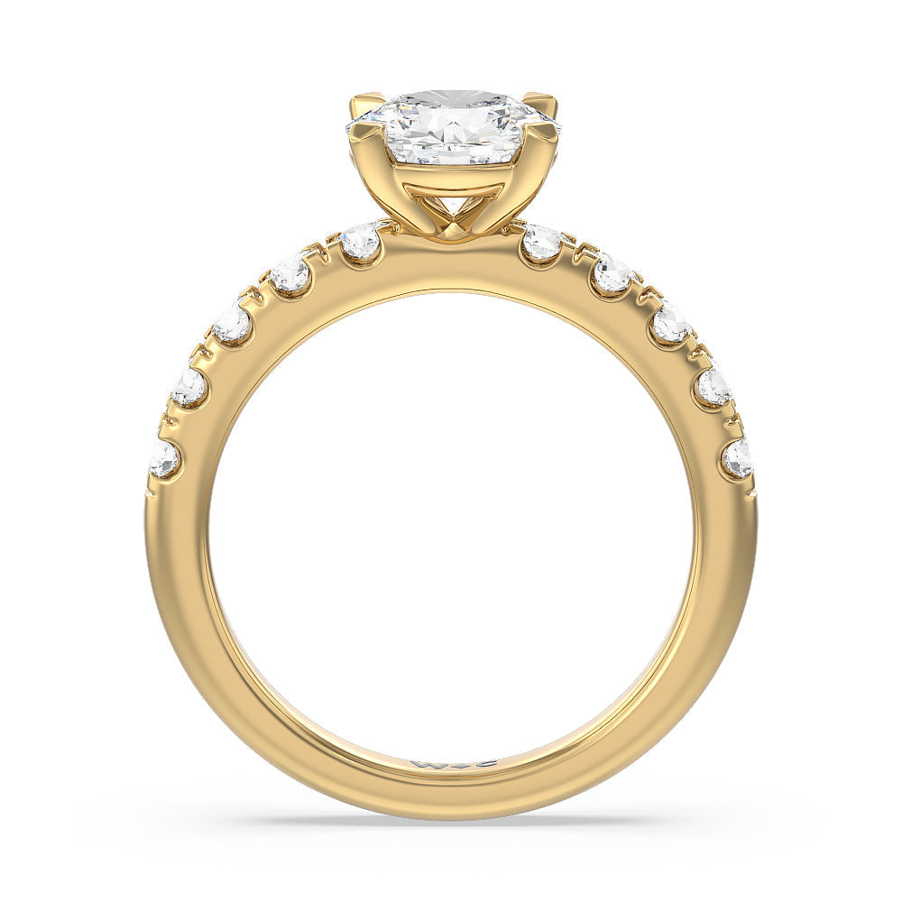 Round Cut Luxe Classic Broad Band Engagement Ring (E+ VVS+) with Lab Grown Diamond in 14KT Yellow Gold view 2
