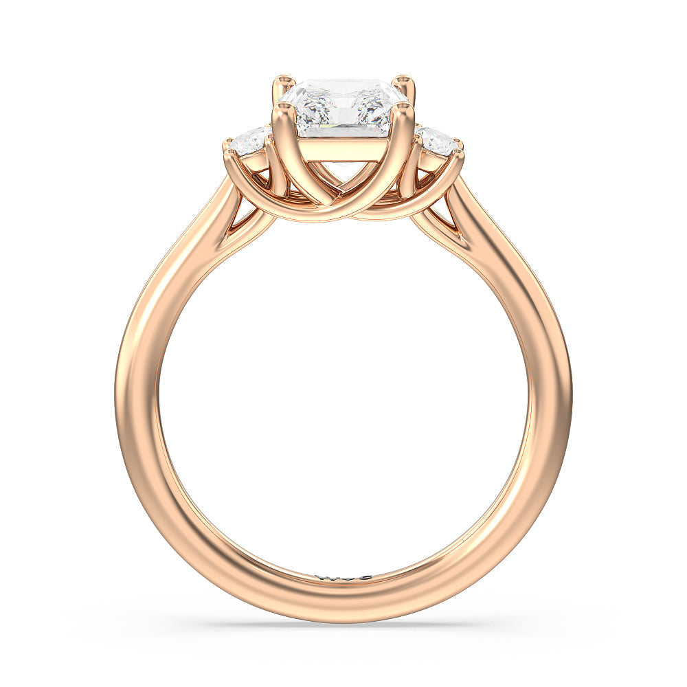 Radiant Cut Classic Oval Side Stone In Trellis Basket Engagement Ring (E+ VVS+) with Lab Grown Diamond in 14KT Rose Gold view 2
