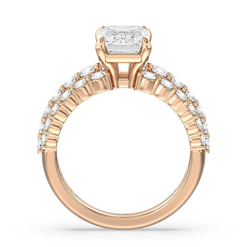 Emerald Cut The Park Avenue Ring (E+ VVS+) with Lab Grown Diamond in 14KT Rose Gold view 2
