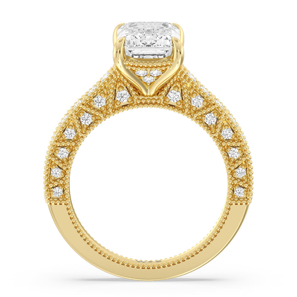 Emerald Cut The Waldorf Ring (E+ VVS+) with Lab Grown Diamond in 14KT Yellow Gold view 2
