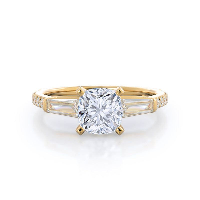 Three Stone Tapered Baguette Lab Diamond Engagement Ring