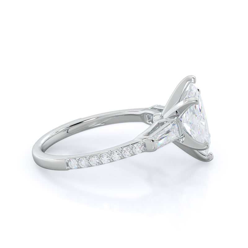 Marquise Cut Three Stone Tapered Baguette Lab Diamond Engagement Ring (E+ VVS+) with Lab Grown Diamond in 14KT Platinum view 3

