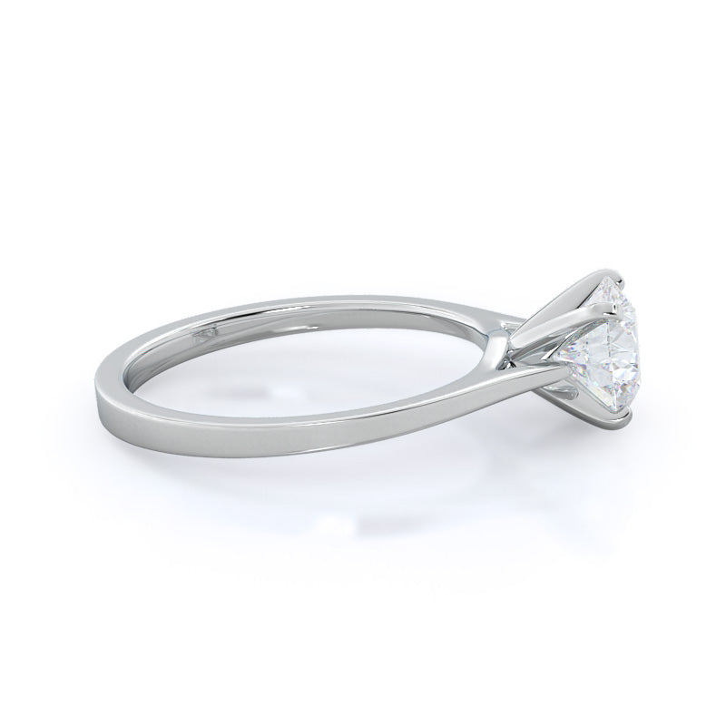 2.51ct Round Sleek Cathedral Solitaire Lab Diamond Engagement Ring with 2 1/2 Cut Diamond in 14KT Round view 3
