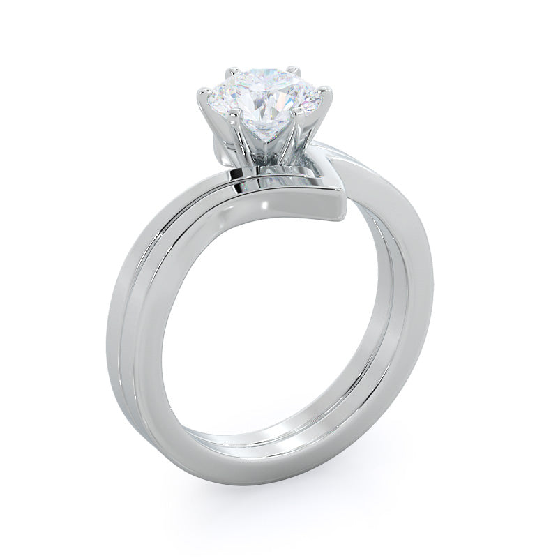 2.65ct Round Flourish Solitaire Diamond Engagement Ring with 2 5/8 Cut Diamond in 14KT Round view 4
