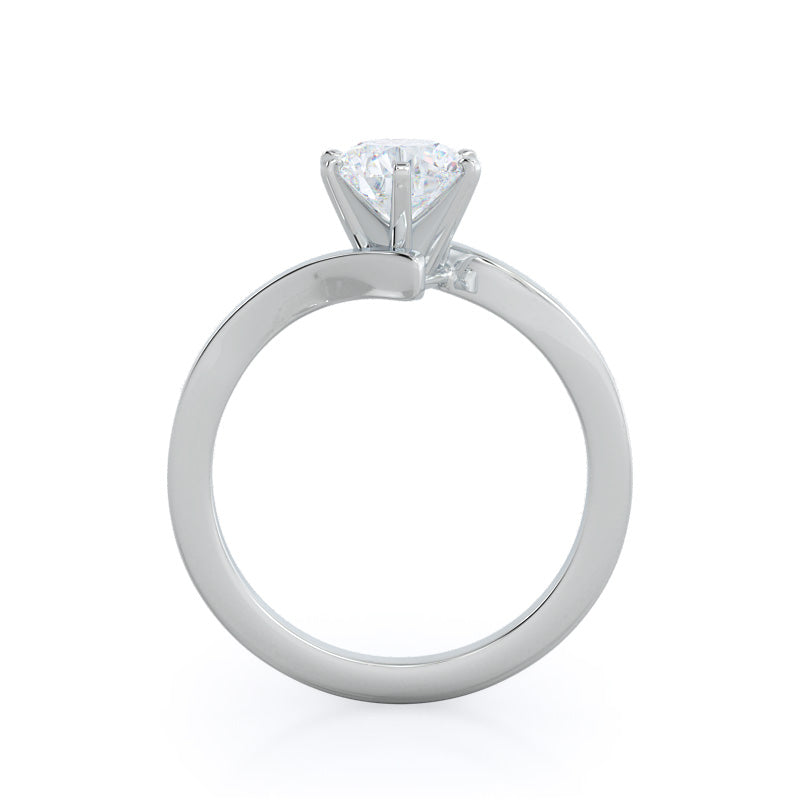 2.65ct Round Flourish Solitaire Diamond Engagement Ring with 2 5/8 Cut Diamond in 14KT Round view 2

