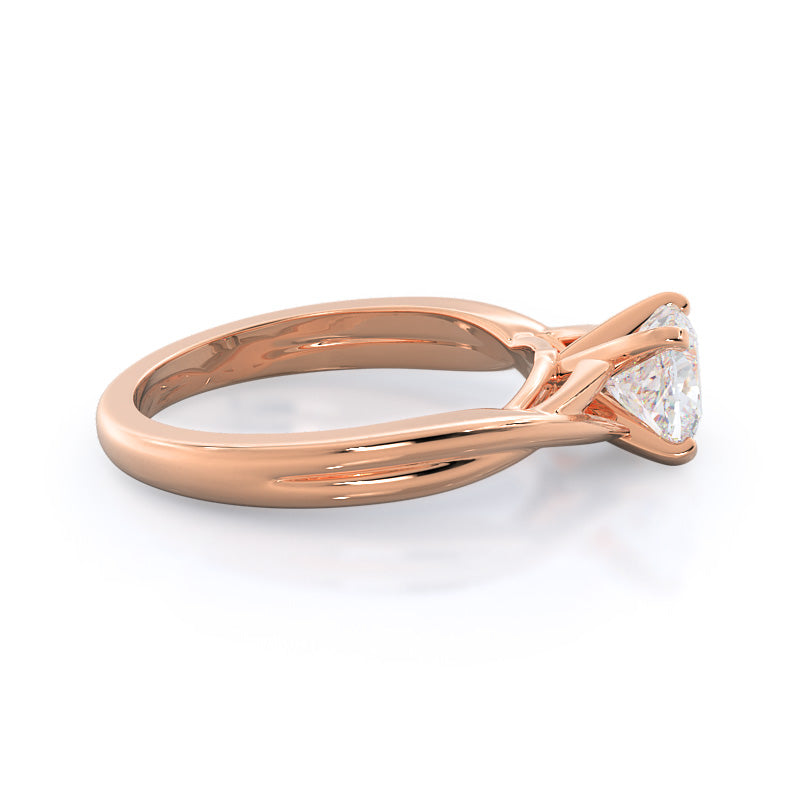 Cushion Cut Fine Cathedral Twist Diamond Engagement Ring with Lab Grown Diamond in 14KT Rose Gold view 3
