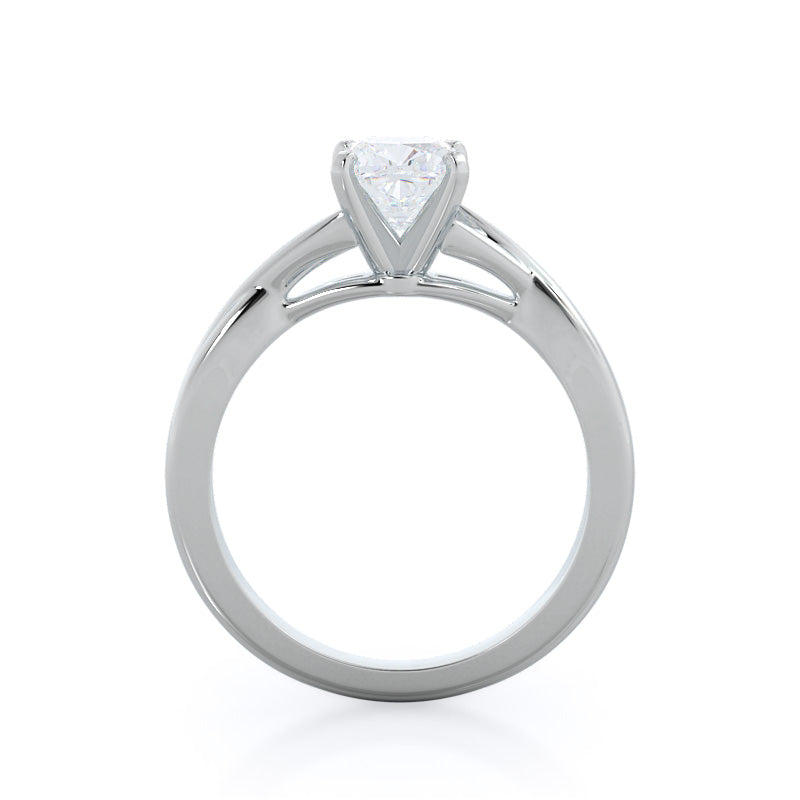 Cushion Cut Fine Cathedral Twist Diamond Engagement Ring with Lab Grown Diamond in 14KT Platinum view 2
