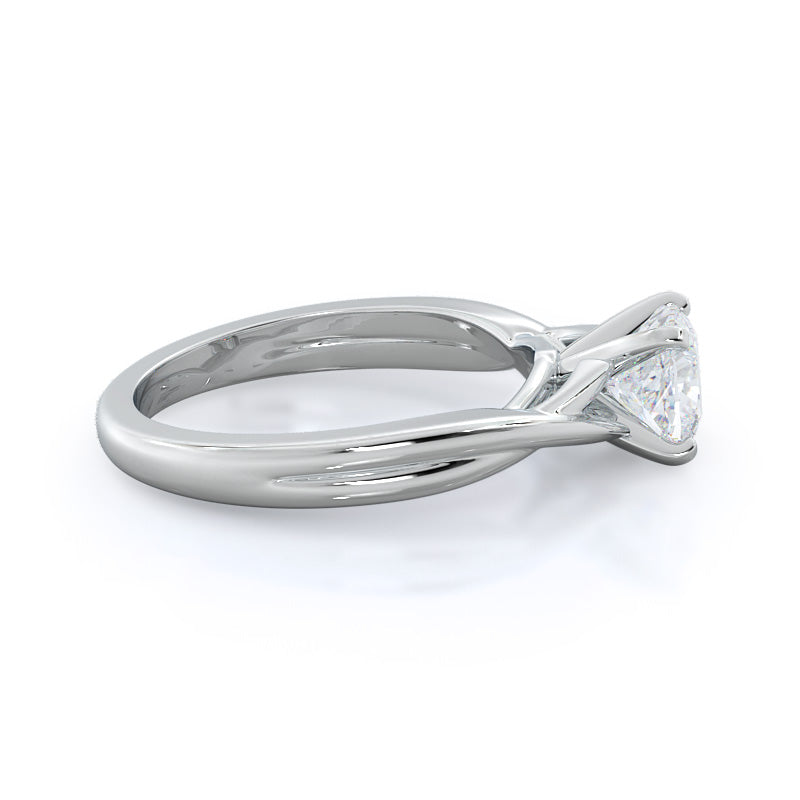 Cushion Cut Fine Cathedral Twist Diamond Engagement Ring with Lab Grown Diamond in 14KT Platinum view 3
