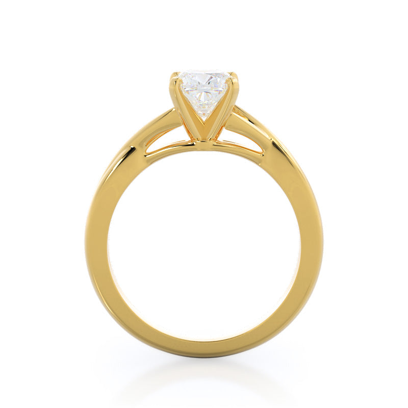 Cushion Cut Fine Cathedral Twist Diamond Engagement Ring with Lab Grown Diamond in 14KT Yellow Gold view 2
