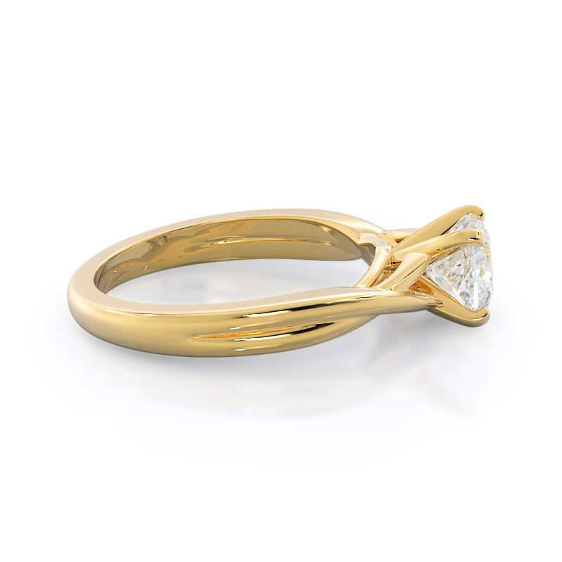 Cushion Cut Fine Cathedral Twist Diamond Engagement Ring with Lab Grown Diamond in 14KT Yellow Gold view 3
