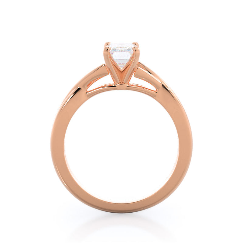 Emerald Cut Fine Cathedral Twist Diamond Engagement Ring with Lab Grown Diamond in 14KT Rose Gold view 2
