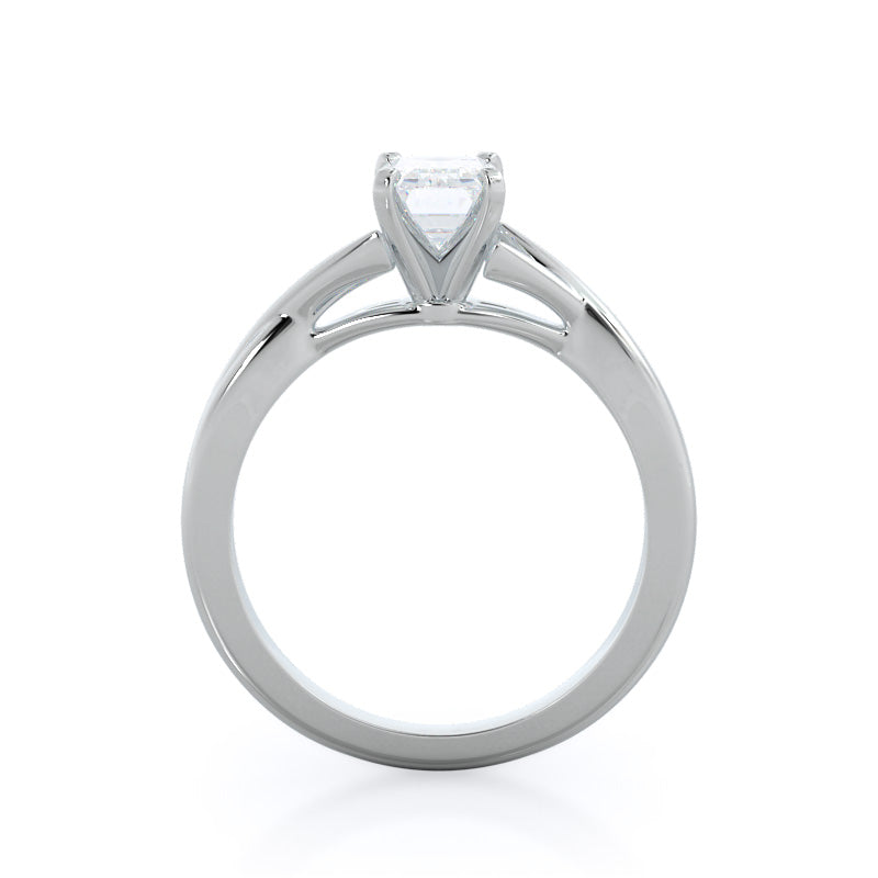Emerald Cut Fine Cathedral Twist Diamond Engagement Ring with Lab Grown Diamond in 14KT Platinum view 2
