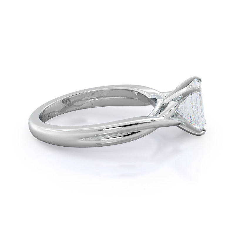 Emerald Cut Fine Cathedral Twist Diamond Engagement Ring with Lab Grown Diamond in 14KT Platinum view 3
