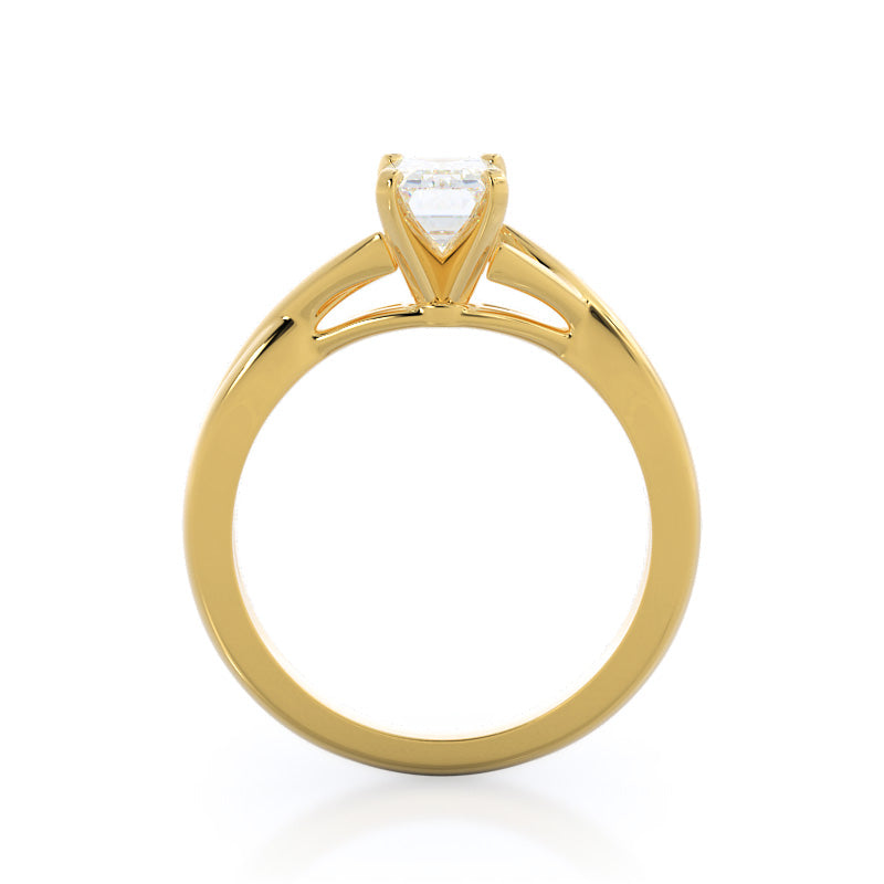 Emerald Cut Fine Cathedral Twist Diamond Engagement Ring with Lab Grown Diamond in 14KT Yellow Gold view 2
