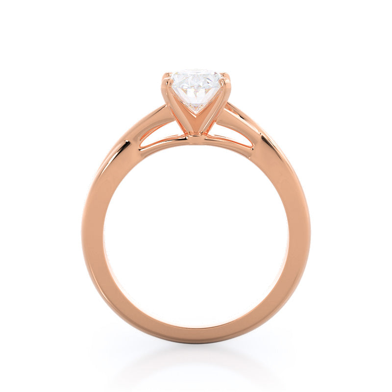 Oval Cut Fine Cathedral Twist Diamond Engagement Ring with Lab Grown Diamond in 14KT Rose Gold view 2
