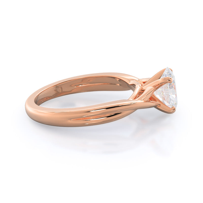 Oval Cut Fine Cathedral Twist Diamond Engagement Ring with Lab Grown Diamond in 14KT Rose Gold view 3
