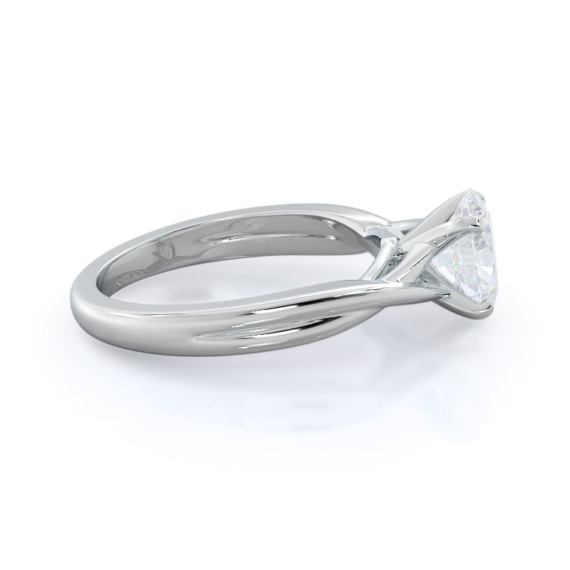 Oval Cut Fine Cathedral Twist Diamond Engagement Ring with Lab Grown Diamond in 14KT Platinum view 3
