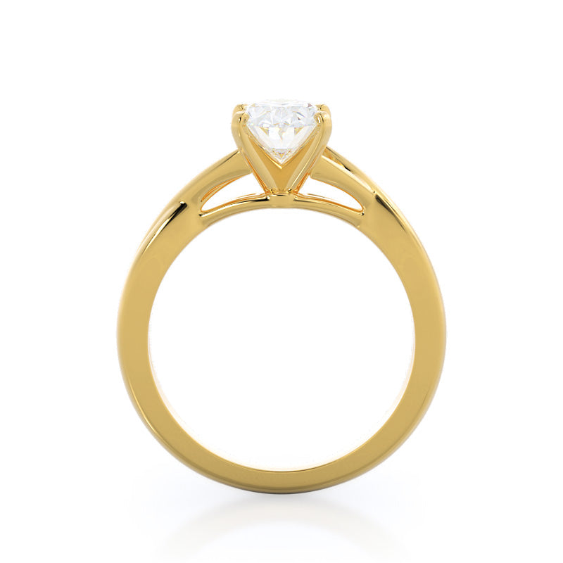 Oval Cut Fine Cathedral Twist Diamond Engagement Ring with Lab Grown Diamond in 14KT Yellow Gold view 2
