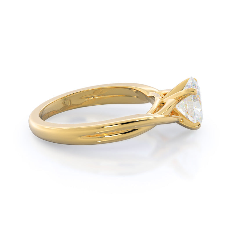 Oval Cut Fine Cathedral Twist Diamond Engagement Ring with Lab Grown Diamond in 14KT Yellow Gold view 3
