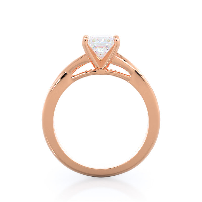 Princess Cut Fine Cathedral Twist Diamond Engagement Ring with Lab Grown Diamond in 14KT Rose Gold view 2
