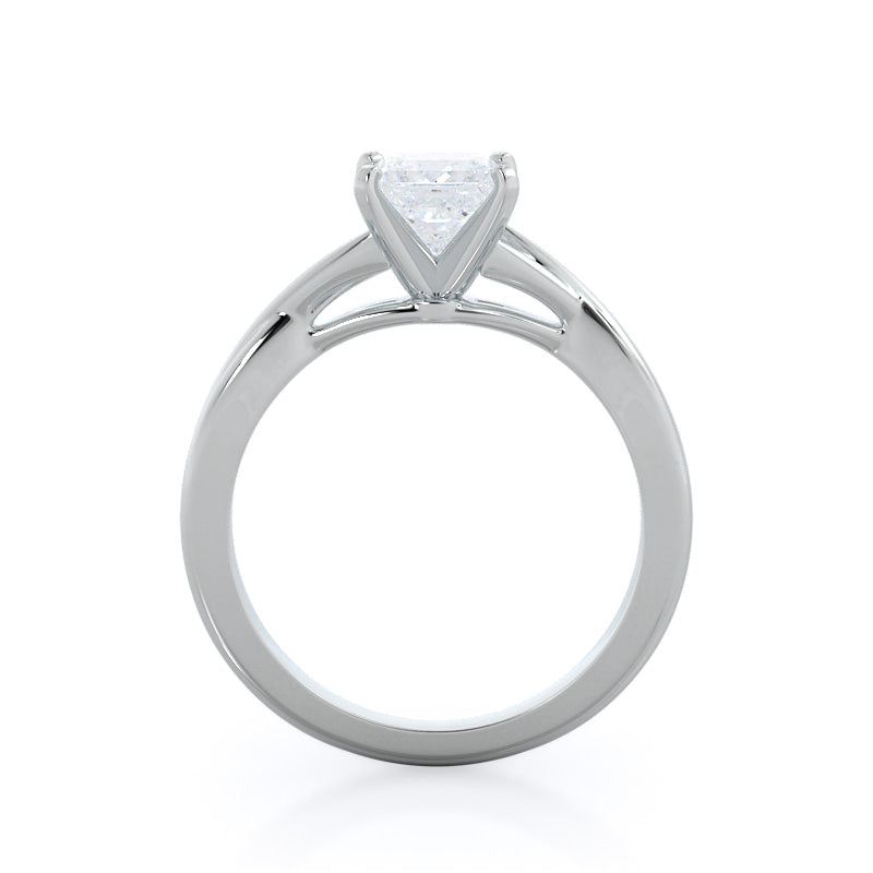 Princess Cut Fine Cathedral Twist Diamond Engagement Ring with Lab Grown Diamond in 14KT Platinum view 2
