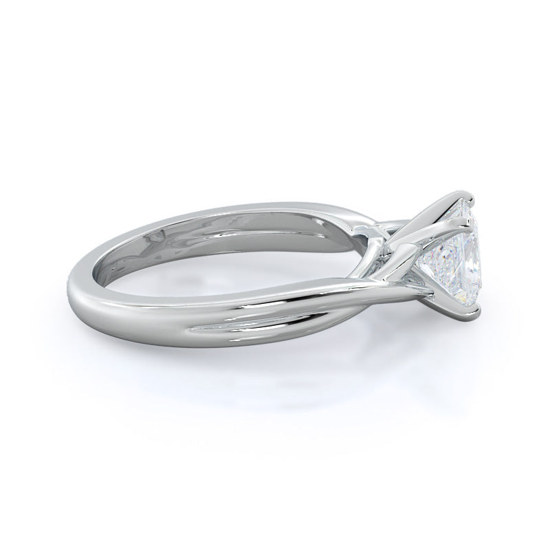 Princess Cut Fine Cathedral Twist Diamond Engagement Ring with Lab Grown Diamond in 14KT Platinum view 3
