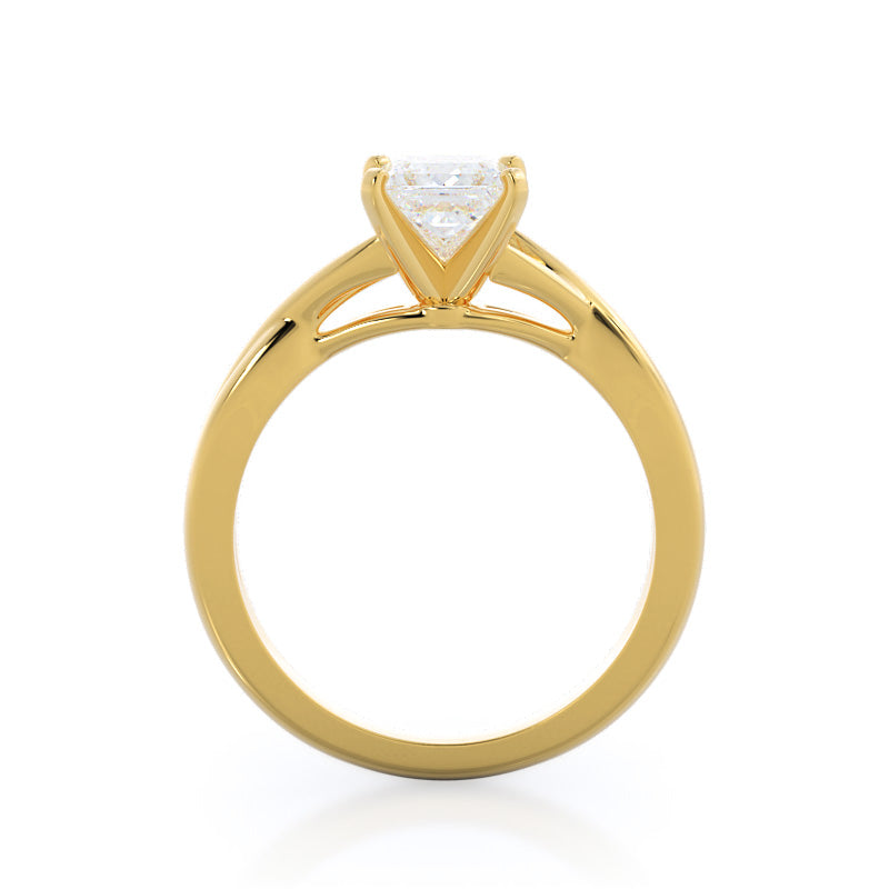 Princess Cut Fine Cathedral Twist Diamond Engagement Ring with Lab Grown Diamond in 14KT Yellow Gold view 2
