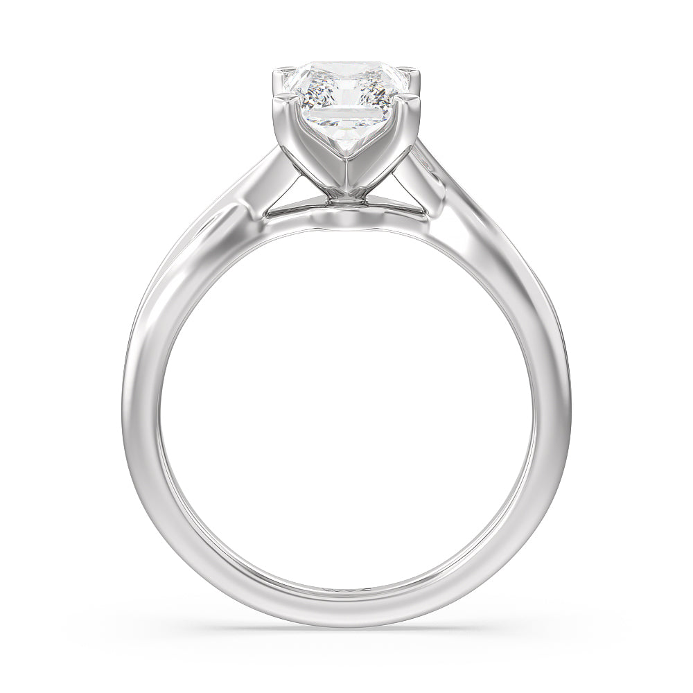 Radiant Cut Fine Cathedral Twist Diamond Engagement Ring with Lab Grown Diamond in 14KT Platinum view 2
