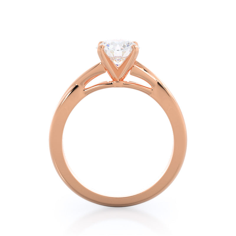 Round Cut Fine Cathedral Twist Diamond Engagement Ring with Lab Grown Diamond in 14KT Rose Gold view 2
