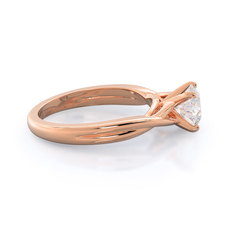 Round Cut Fine Cathedral Twist Diamond Engagement Ring with Lab Grown Diamond in 14KT Rose Gold view 3
