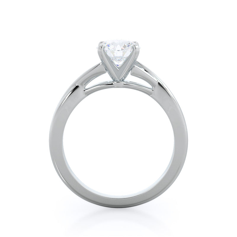 Round Cut Fine Cathedral Twist Diamond Engagement Ring with Lab Grown Diamond in 14KT Platinum view 2
